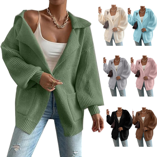 Manteau Cardigan Col Revers V-Boutons